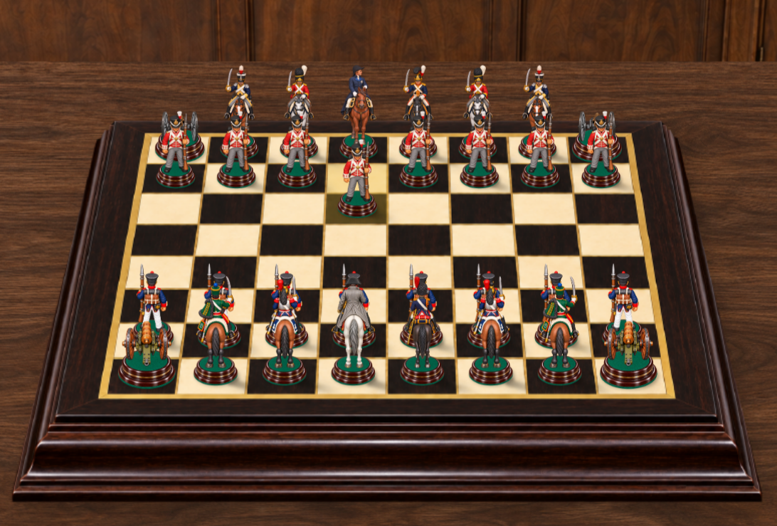 British and French armies on the brass-grid board